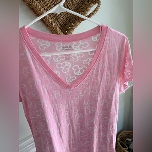 Disney Parks Pink sheer V-Neck tee size XL